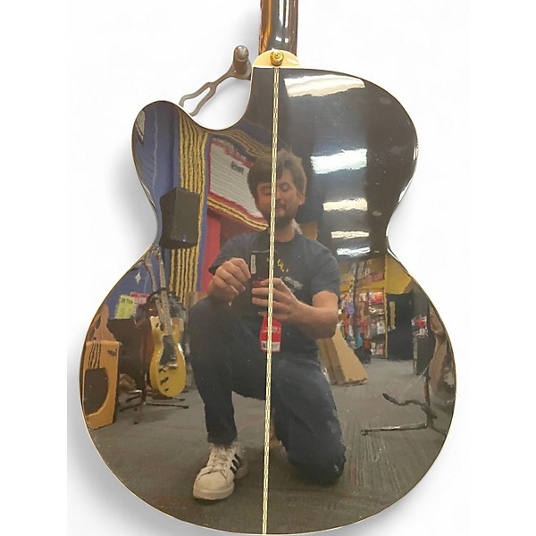 Used Epiphone J-200 EC Studio Transparent Ebony Burst Acoustic Electric Guitar