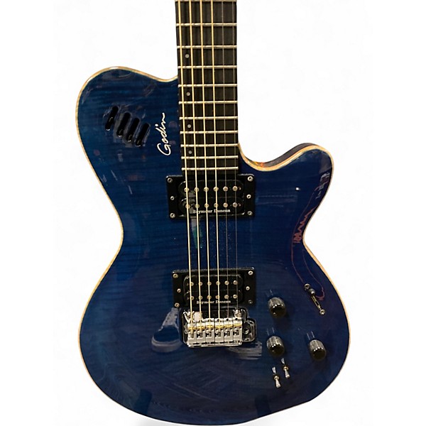 Used Godin LGXT AAA Flame Maple Top Blue Solid Body Electric Guitar