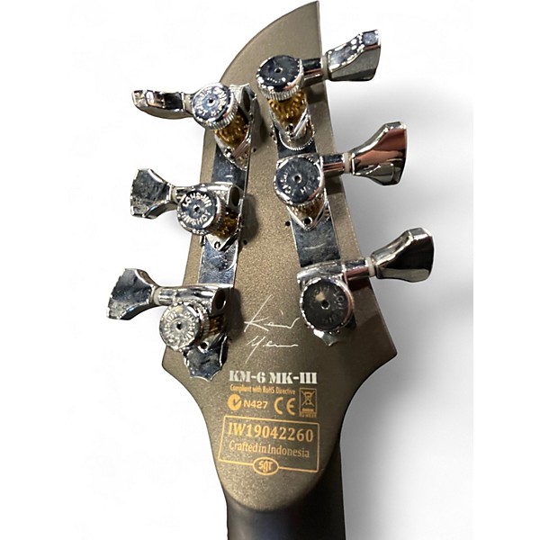 Used 2019 Schecter Guitar Research KM6 MK III Keith Merrow Red Predator Stealth Grey Solid Body Electric Guitar