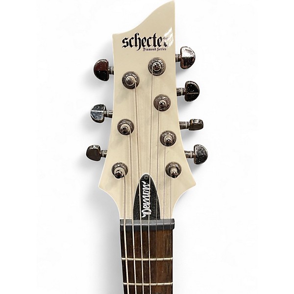 Used Schecter Guitar Research Demon 7 String White Solid Body Electric Guitar