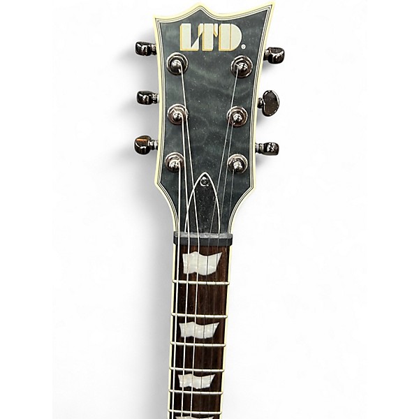Used ESP LTD EC401QM Transparent Black Solid Body Electric Guitar