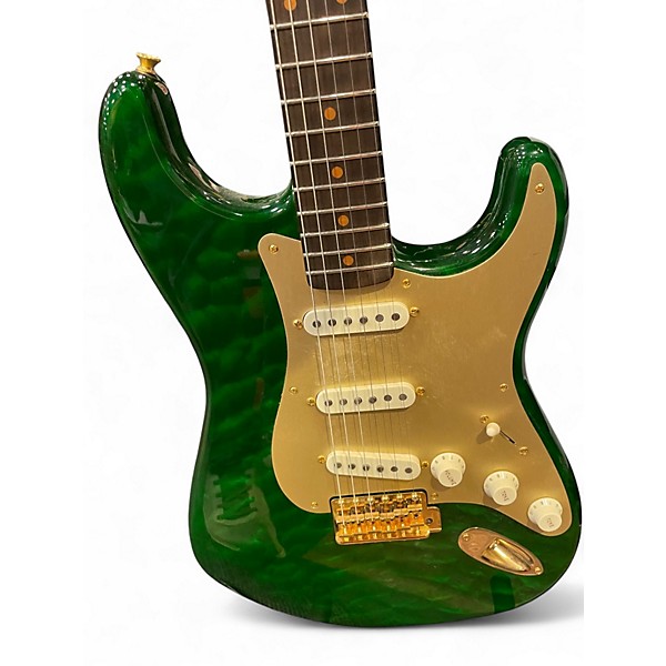 Used 2017 Fender CUSTOMSHOP WILDWOOD WW10ARTISAN QMT STRAT - EGT Emerald Green Solid Body Electric Guitar