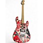 Used EVH FRANKIE STRIPED SERIES RELIC Red with Black and White Stripes Solid Body Electric Guitar thumbnail