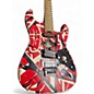 Used EVH FRANKIE STRIPED SERIES RELIC Red with Black and White Stripes Solid Body Electric Guitar