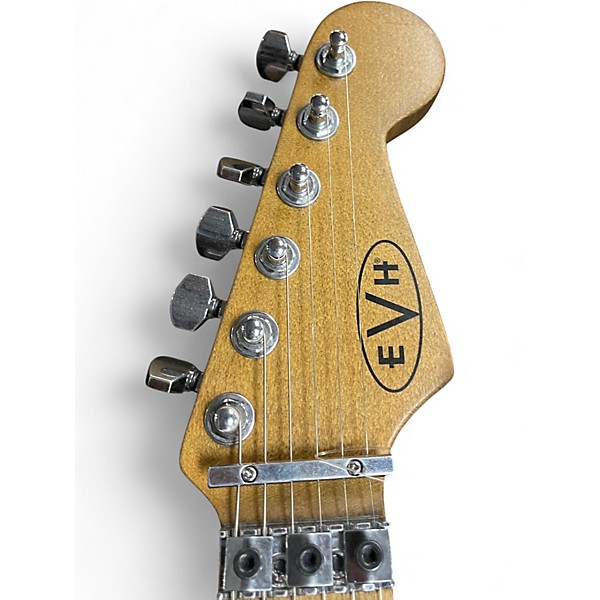 Used EVH FRANKIE STRIPED SERIES RELIC Red with Black and White Stripes Solid Body Electric Guitar