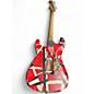 Used EVH FRANKIE STRIPED SERIES RELIC Red with Black and White Stripes Solid Body Electric Guitar