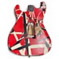 Used EVH FRANKIE STRIPED SERIES RELIC Red with Black and White Stripes Solid Body Electric Guitar