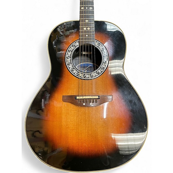 Used Ovation Custom Balladeer 1712 2 Color Sunburst Acoustic Guitar