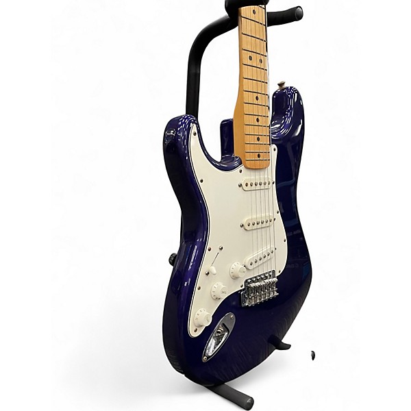 Used 2000s Fender Standard Stratocaster LH Midnight Blue Solid Body Electric Guitar