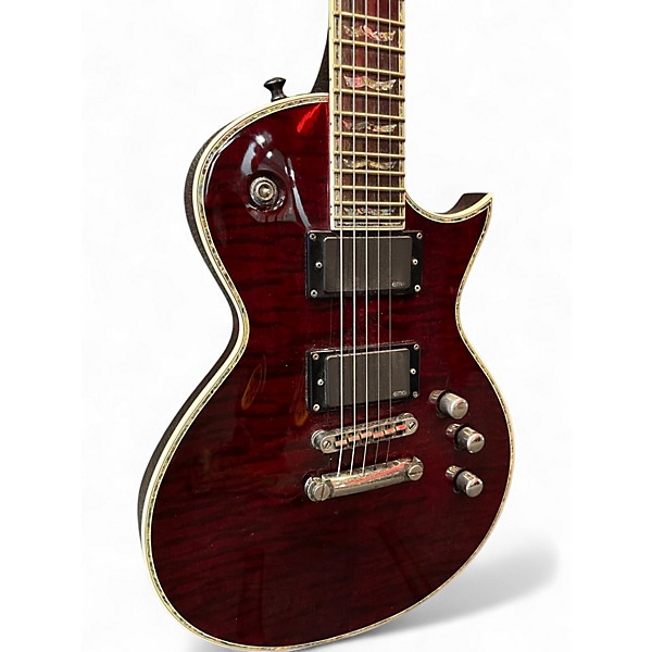 Used ESP LTD EC1000 Deluxe See-Thru Black Cherry Solid Body Electric Guitar