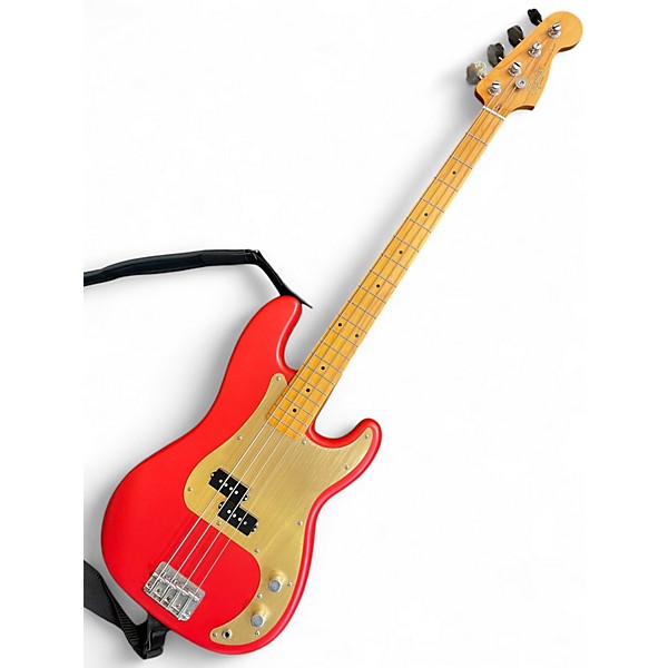 Used Squier P BASS Satin Red Electric Bass Guitar