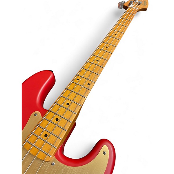 Used Squier P BASS Satin Red Electric Bass Guitar
