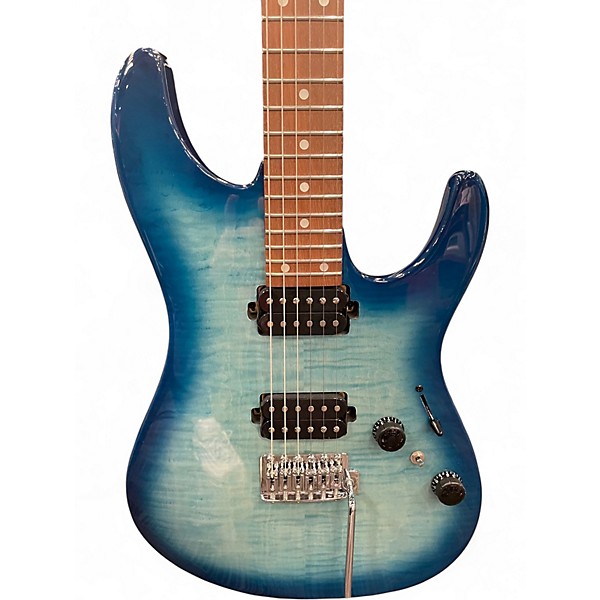Used Ibanez AZ24S1F Standard Transparent Turquoise Solid Body Electric Guitar