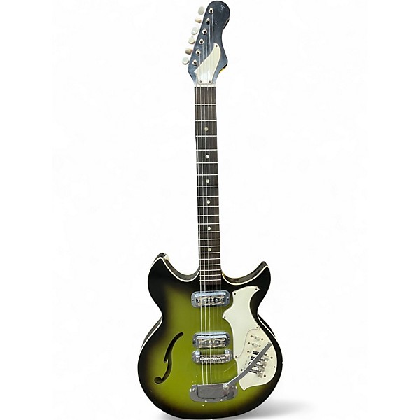 Vintage 1970s Harmony Rebel Emerald Green Hollow Body Electric Guitar