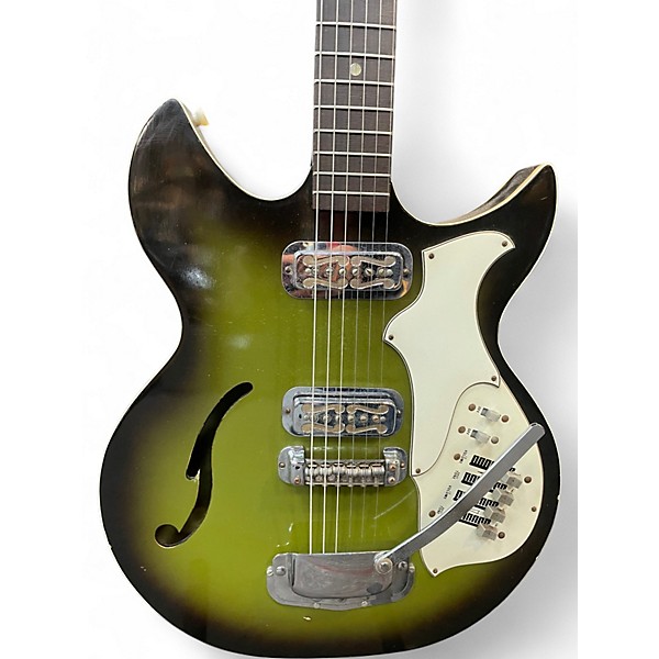 Vintage 1970s Harmony Rebel Emerald Green Hollow Body Electric Guitar