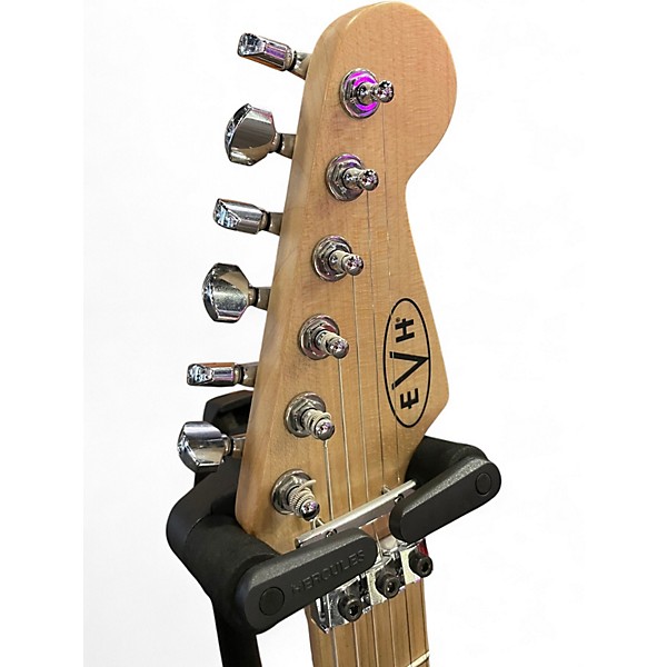 Used 2019 EVH Striped Series BLACK WITH YELLOW STRIPES Solid Body Electric Guitar