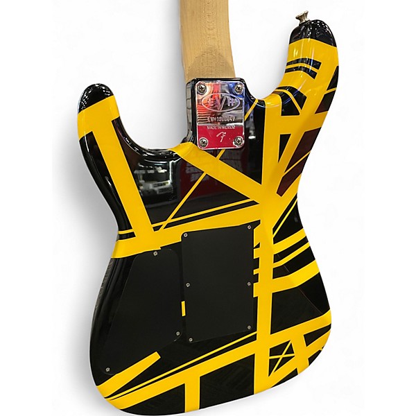 Used 2019 EVH Striped Series BLACK WITH YELLOW STRIPES Solid Body Electric Guitar