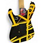 Used 2019 EVH Striped Series BLACK WITH YELLOW STRIPES Solid Body Electric Guitar