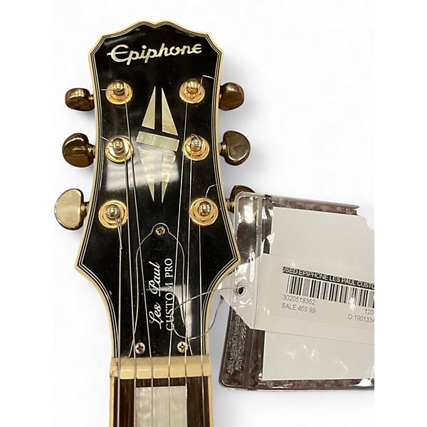 Used Epiphone Les Paul Custom Pro Black and Gold Solid Body Electric Guitar