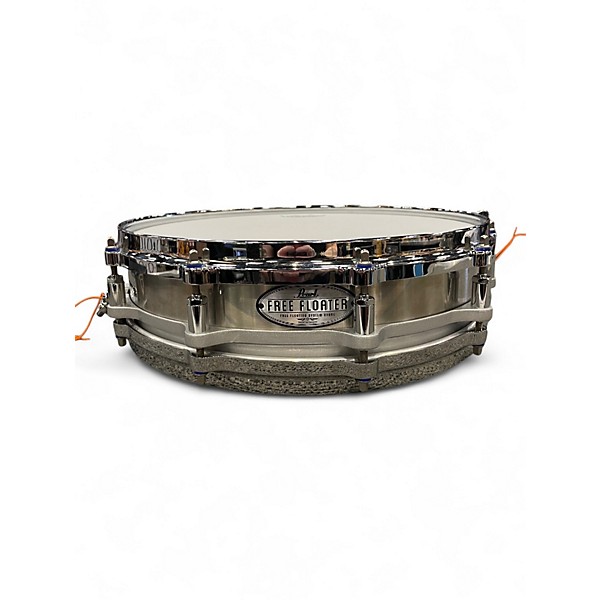 Used Pearl 14X3.5 Free Floating Snare Metallic Silver Drum