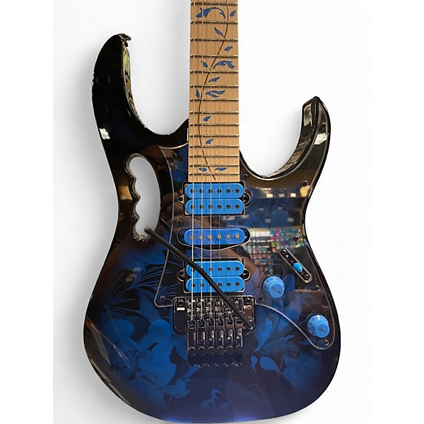 Used Ibanez JEM77P Blue Floral Pattern Solid Body Electric Guitar