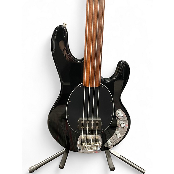 Used Ernie Ball Music Man Stingray 4 String Fretless Black Electric Bass Guitar