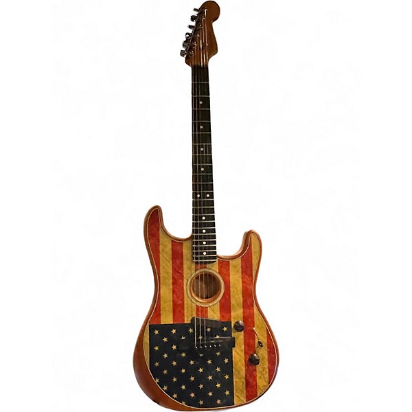 Used Fender American Acoustasonic Stratocaster Limited Edition USA Flag Acoustic Electric Guitar