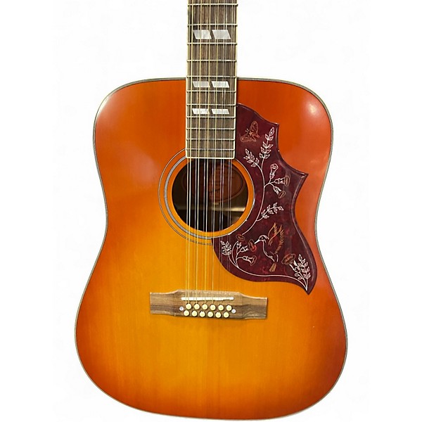 Used Epiphone Hummingbird 2 Color Sunburst 12 String Acoustic Electric Guitar