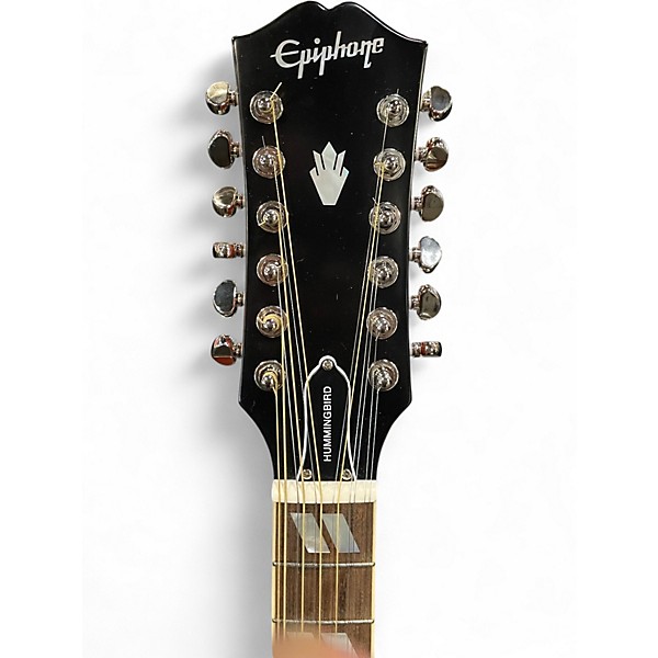 Used Epiphone Hummingbird 2 Color Sunburst 12 String Acoustic Electric Guitar