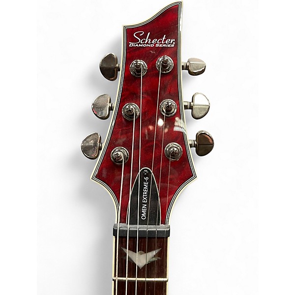 Used Schecter Guitar Research Omen Extreme 6 Crimson Red Trans Solid Body Electric Guitar