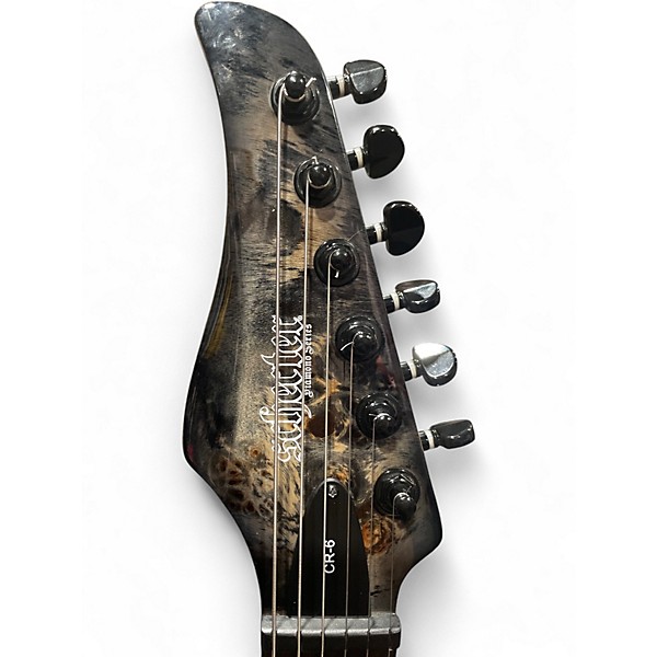 Used Schecter Guitar Research cr6 black burl Solid Body Electric Guitar