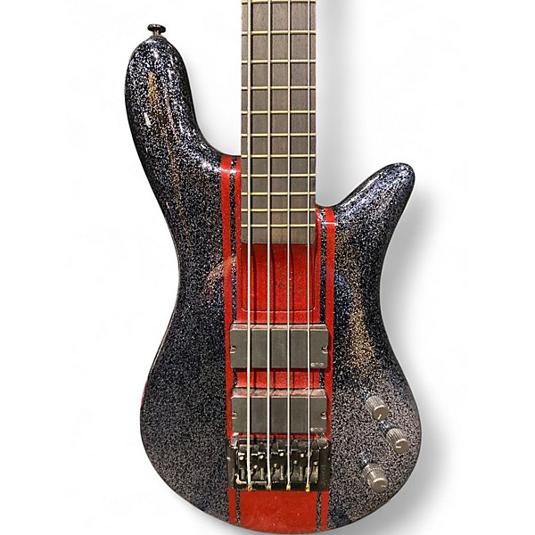 Used Spector Bantam 4 Black and Red Metallic Flake Electric Bass Guitar
