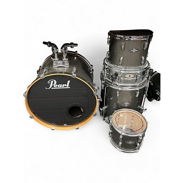 Used Pearl 5 Piece Vision Birch Metallic Silver Drum Kit