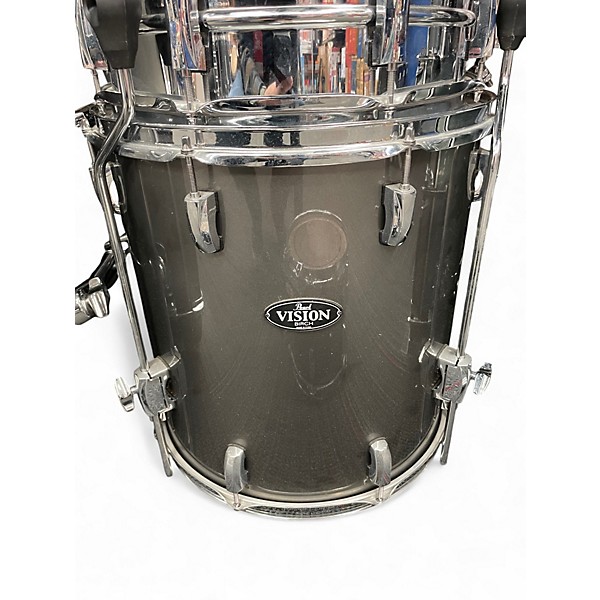 Used Pearl 5 Piece Vision Birch Metallic Silver Drum Kit