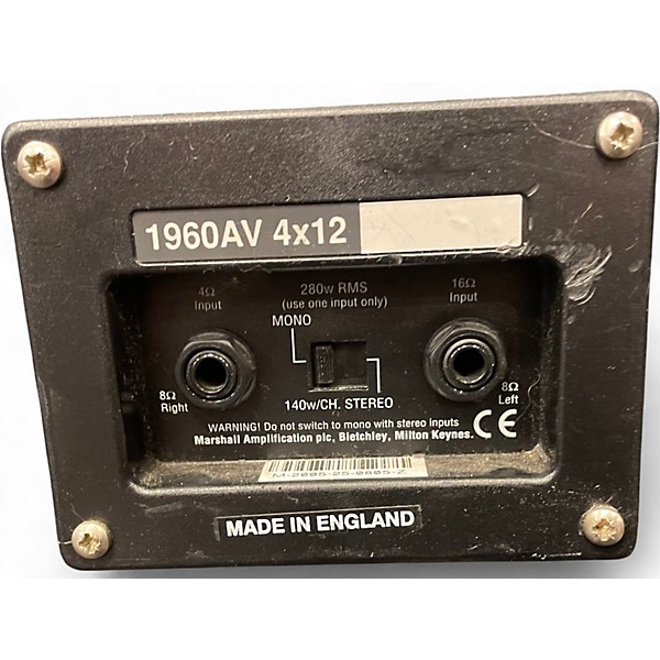 Used Marshall 1960AV 4x12 280W Stereo Slant Guitar Cabinet