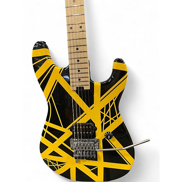 Used EVH Striped Series Yellow and Black Solid Body Electric Guitar