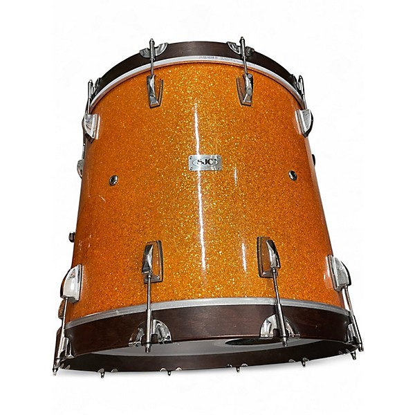 Used SJC Drums 3 Piece Custom Drums Orange Sparkle Drum Kit