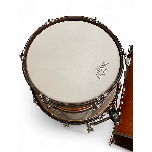 Used SJC Drums 3 Piece Custom Drums Orange Sparkle Drum Kit