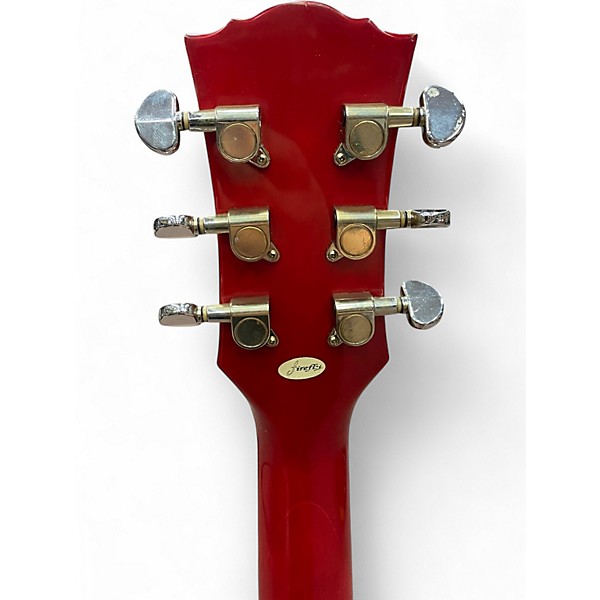 Used Firefly FF338 Cherry Racing Stripe Hollow Body Electric Guitar