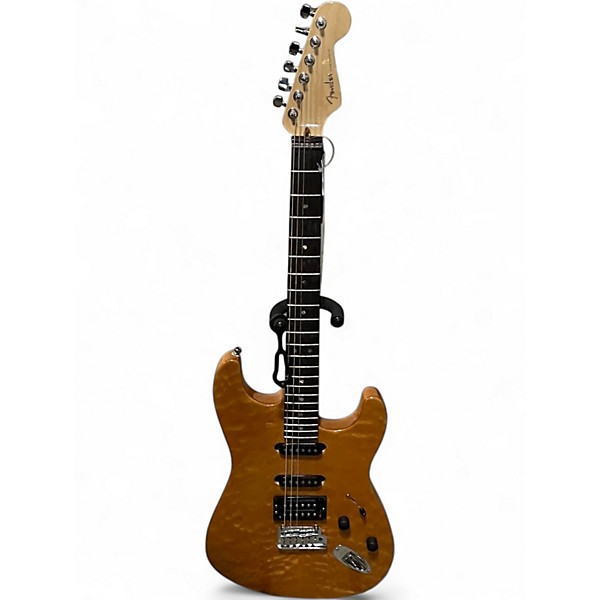 Used Fender AMERICAN DELUXE STRATOCASTER QMT HSS Amber Solid Body Electric Guitar