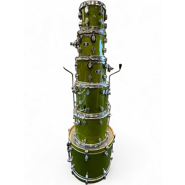 Used PDP by DW 6 Piece X7 GREEN METALLIC Drum Kit