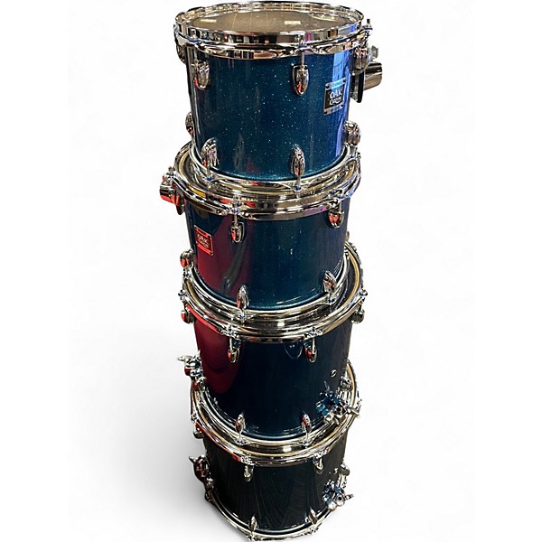 Used Yamaha 5 Piece Oak Custom Blue Sparkle Drum Kit