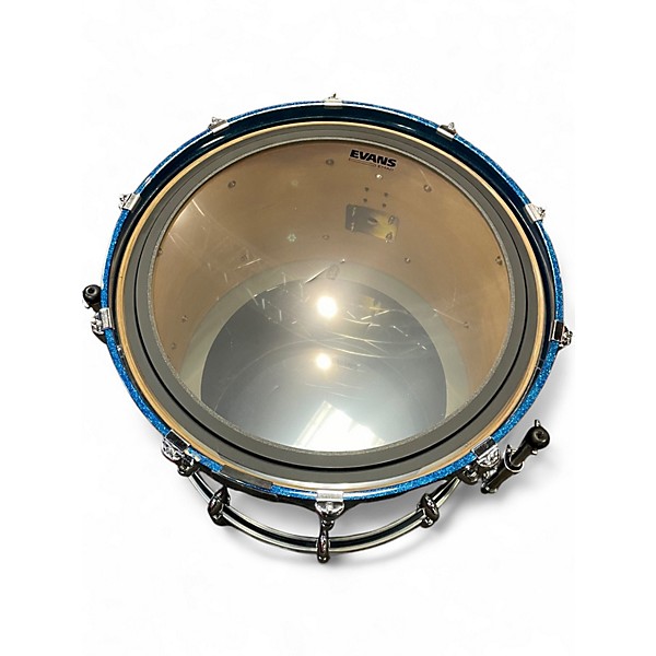 Used Yamaha 5 Piece Oak Custom Blue Sparkle Drum Kit