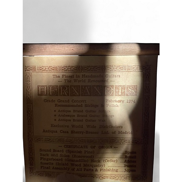 Vintage 1974 Hernandez Grand Concert Natural Classical Acoustic Guitar