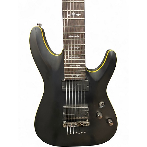 Used Schecter Guitar Research Demon 7 String Black Solid Body Electric Guitar