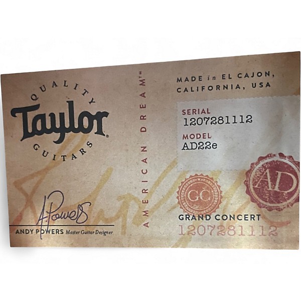 Used Taylor AD22E Natural Acoustic Electric Guitar