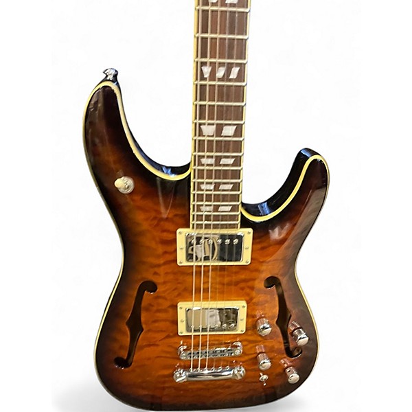 Used Schecter Guitar Research C1 E/A Dark Vintage Sunburst Hollow Body Electric Guitar
