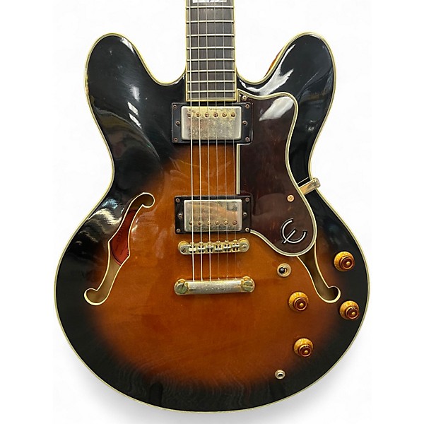 Used 2000s Epiphone Sheraton Vintage Sunburst Hollow Body Electric Guitar