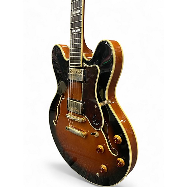 Used 2000s Epiphone Sheraton Vintage Sunburst Hollow Body Electric Guitar