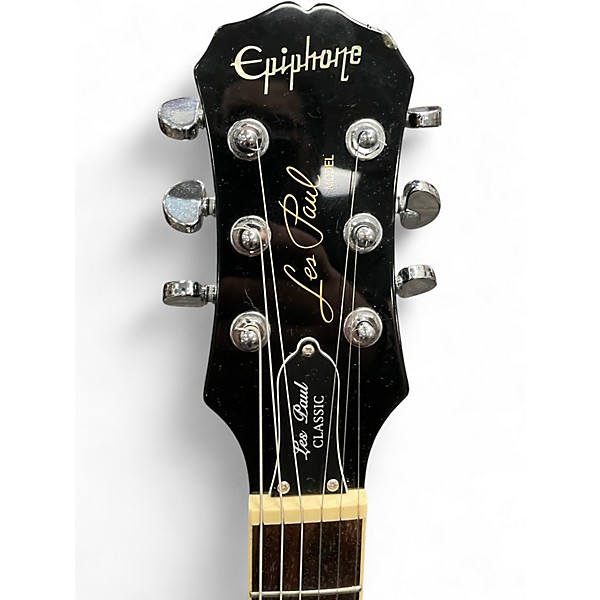 Used Epiphone Les Paul Classic Trans Black Solid Body Electric Guitar